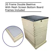 10 Frame Double Beehive Kit 20 x Frames Mesh Screen Bottom Board Timber Bee Hive