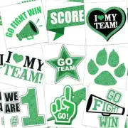 Colarr 180 Pcs Team Spirit Temporary Tattoo 2", 1.5" Face Body Paw Go Green