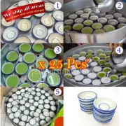 Shallow Ceramic Porcelain Cup Khanom Tuay Thai Coconut Milk Custard Pudding x 25