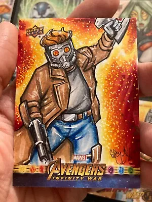 STARLORD Upper Deck Marvel AVENGERS INFINITY WAR ORIGINAL Sketch Card