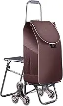 FSNEODYV Shopping Trolley， Foldable Grocery Trolley Bags Collapsible and Waterproof Shopping Cart on Wheels Multi Function Granny Cart(Football Coffee)
