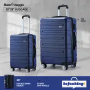 2PCS Luggage Suitcase Trolley Set Travel Storage Bag Hard Shell Case Navy Blue