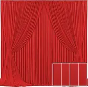Tao-Ge 4 Panels Red Backdrop Curtain for Parties Wedding Wrinkle Free Red Photo Curtains Backdrop Drapes Fabric Decoration for Birthday Party Baby Shower Christmas 20ft(W) x 10ft(H), (ZCP040405)