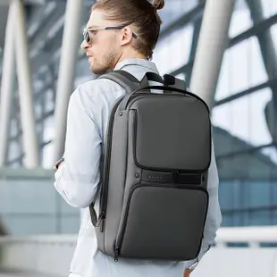 【男包】後背包 電腦包 BANGE 雙前袋 防水材質 後背手提兩用包／灰色 (6.9折)