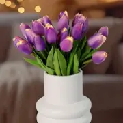 Light Up Artificial Tulip Bouquet Tulip Lamp Artificial Flower Lamp Faux Purple