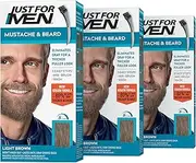 JUST FOR MEN Brush-In Color Gel, Mustache & Beard M-25 Light Brown 1 Each (Pack of 3)