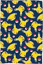 Pokemon Fleece Blanket | Super Soft Warm Throw, Pikachu and Pokeball Design | Perfect For Home, Bedroom, Sleepovers & Camping | Size 100 x 150cm | Blue