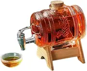 1000ML Transparent Glass Wine Barrel, Sealed Water Dispenser with Stainless Steel Faucet, Juice Red Bayberry and Sour Plum, Laundry Room Liquid Storage, Decoration