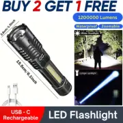1200000LM LED Flashlight Rechargeable Zoom Light Super Bright Magnetic Torch