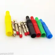 4 sets 5 colors 4mm Brass Insulated Banana Plug Shrouded Cable Plug Connector
