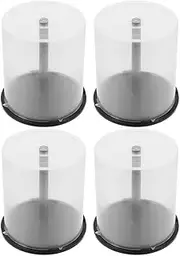 DOITOOL Empty DVD Cake Box, 4PCS Empty DVD Storage Bucket Clear Holder Storage Container with Black (Holds 100 Discs Each)