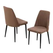Familand Dining Chairs Set of 2,Linen Upholstered Channel Tufted Kitchen Dining Room Chair with Metal Legs, Armless Dining Table Chairs,Home Furniture for Dining Room, Living Room, Load Up to 150kg