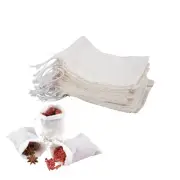 50pcs Spice Bags, White Small Tea Filter Bags with Drawstring, Cotton materia...
