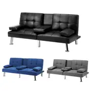 Oikiture Sofa Bed Lounge 3 Seater Futon Couch Recliner Cup Holder Sofabed Seat