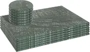 Argon Tableware Marble Placemats & Round Coasters Set - 12pc - Green - Kitchen Dining Table Mats Bar Drinks Coaster Protector Place Mats for Home, Restaurant Catering