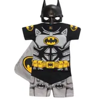 在飛比找蝦皮購物優惠-Rcq421 兒童短袖服裝套裝蝙蝠俠翅膀免費面具