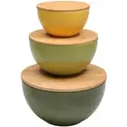 Salad Bowl Set of 3 with Lids, Mixing Bowl Set, Nesting Bowls for Space Savin...