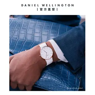 Daniel Wellington 錶帶 Petite Dover 純淨白織紋錶帶-玫瑰金(DW00200167)/ 18mm-適用36mm手錶