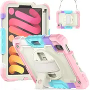 MCC Shockproof iPad mini 6 2021 Strap Rugged Colourful Tough Case Cover Apple mini6 [Colourful+Pink]