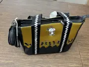 Loungefly Peanuts 75th Anniversary Snoopy Gold & Black Totebag with Coin Bag NEW