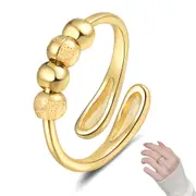 Anxiety Ring for Women Adjustable Fidget Spinner Ring with Beads for Stress Relief