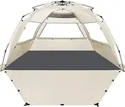 WhiteFang Beach Tent, Pop Up Instant Family Tent with UPF 50 Sun Protection,3-4 Person Automatic & Windproof Sun Shelter Cabana with Carrying Bag, Stakes,Sandbag for Beach