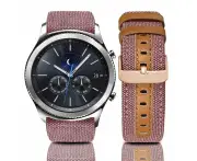 Denim & Leather Watch Straps Compatible with the Polar Pacer Pro - Pink