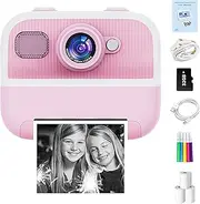 Kid Camera Instant Print, Digital Camera for Kids,Front and Rear Camera 2.4-inch Children's Instant Camera,Cute Kids Camera,1080P HD Video Recorder, for Christmas Birthday