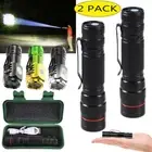 1/2PCS 1200000lm LED Flashlight USB Rechargeable Super Bright Torch Lamp Light