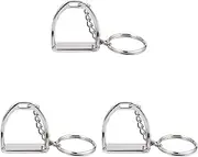3Pcs Simple Elegant Design Western Stirrup Keychain Key Ring Hanger Tool for Men Women Bag Decoration Equestrian