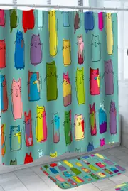 Colorful Painted Cats Drawings Shower Curtain