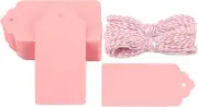 Pink Paper Gift Tags, 100PCS Kraft Paper Tags with String, 2X4 in Blank Hang Tag