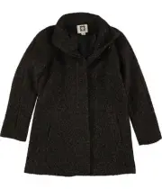 Anne Klein Womens Marled Wool Blend Coat, Brown, Small
