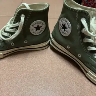 Converse 1970 奶油底 高筒 墨綠色 帆布鞋 工裝 女鞋 二手 24cm