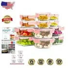 Versatile 12-Pack Pink Borosilicate Glass Containers - Leak-Proof Meal Solution