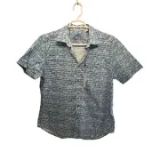 Robert Graham Pine Bluff Mens Blue Geo Stretch SS Button SZ Large NWT $198