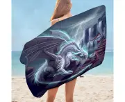 Cool Art White Lighting Dragon Beach Towel Set