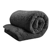 Black Super Warm Teddy Bear Fleece Thermal Winter Quilt Doona Duvet Cover Set