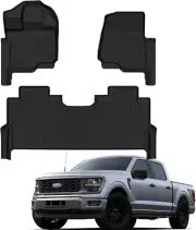 Floor Mats Custom Fit for 2015-2024 Ford F150 Floor Mats TPE All Weather Protect