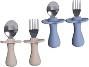 CRILSTYLEO Toddler Forks Spoons Dinnerware Sets Feeding Utensils Self Feeding Spoon Training Scoops for Kids