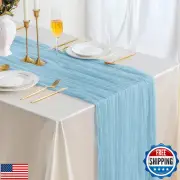 ButterMelt 6 Pack Blue 10ft Cheesecloth Table Runner, Boho 35x120 Inch Long T