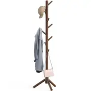 Wooden Coat Rack Stand Garment Adjustable Tree Rack, 9 Hooks, Walnut