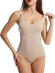 [Yumenam] Women's Shaping Bodysuits with Bra Abdominal Control Shapewear Adjustable Straps Leotard Sculpting Seamless Waist Trainer Jumpsuit Bodice Briefs with Hooks Body Shaper Bodice Body