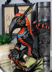 Egyptian God Of War Chaos Desert Seth On Hieroglyphic Base With Skulls Statue