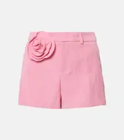 [Blumarine] Blumarine Floral-appliqué gabardine shorts AU 12 pink