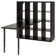 KALLAX / LAGKAPTEN desk combination, black-brown, 147x179x147 cm