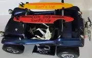 2 SURFBOARD,S W RACKS SHARK BITE COX .049 DUNE BUGGY CAR Surfs up