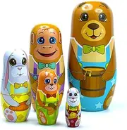 Stacking Nested Set 5Pcs Russian Nesting Dolls Wooden Cute Dolls Set for Kids Christmas Halloween Birthday Wishing Gift Home Decoration Handmade Nesting Dolls