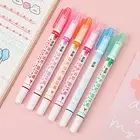 6pcs Linear Pen Double Head Marking School Students Dual Tip Highlighter Marker