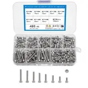 480pcs Metric Bolt Assortment Kit, Hex Socket Head Cap Screws Bolts and Nuts ...